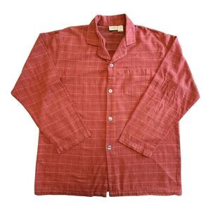 LL Bean Mens Large Tall Pajama Shirt Flannel Button Up Long Sleeve Pocket Cotton